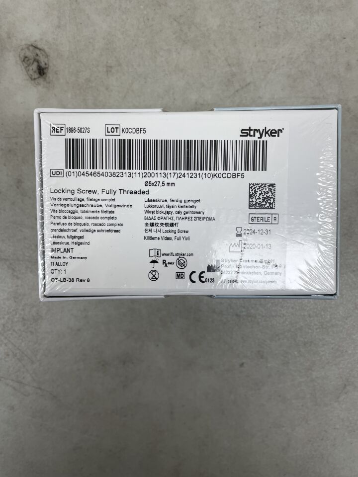 1896-5027S - STRYKER - 5mm Locking Screw - Fully Threaded / 27mm, (BX/1) - ( Expiry Date: 2024-12-31 )