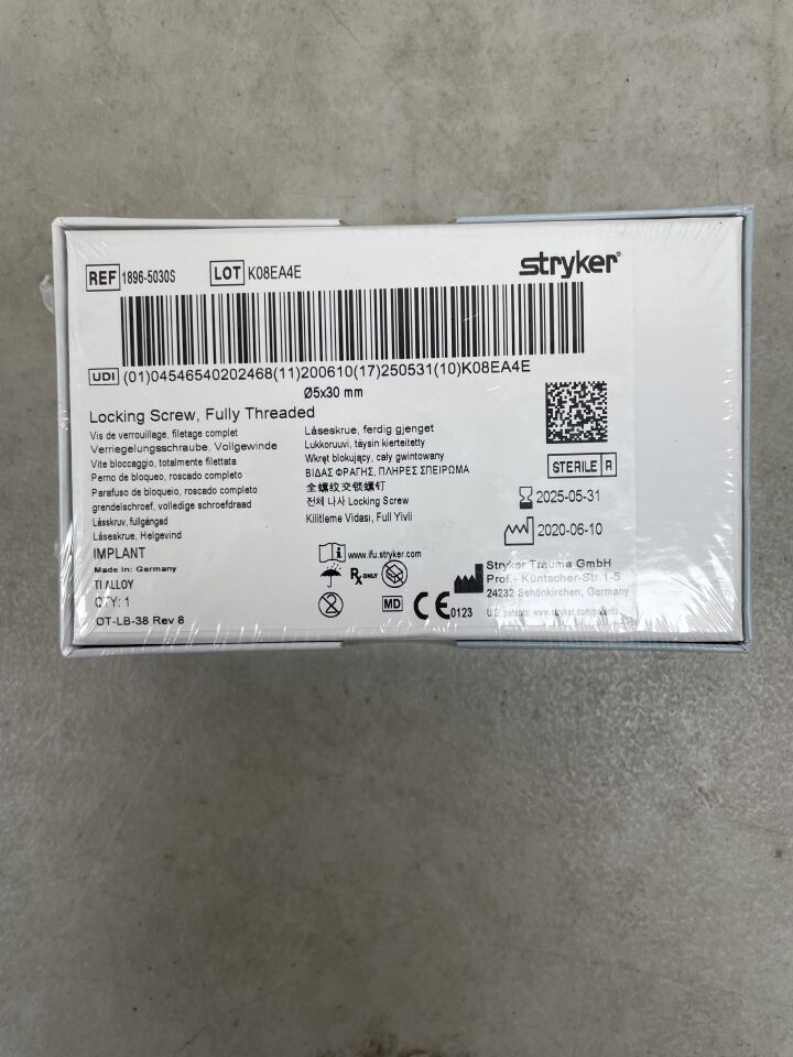 1896-5030S - STRYKER - 5mm Locking Screw - Fully Threaded / 30mm, (BX/1) - ( Expiry Date: 2025-05-31 )