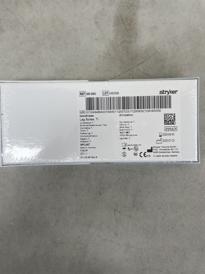 3060-0080S - STRYKER - Titanium Lag Screw, 10.5 dia. x 80 mm Length, (BX/1) - ( Expiry Date: 2025-06-30 )