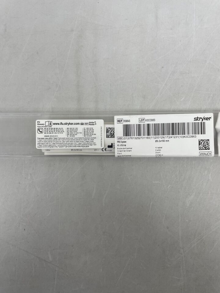 703954S - STRYKER - Pro System K-Wire, 3.2 x 150mm, (EA) - ( Expiry Date: 2024-12-31 )