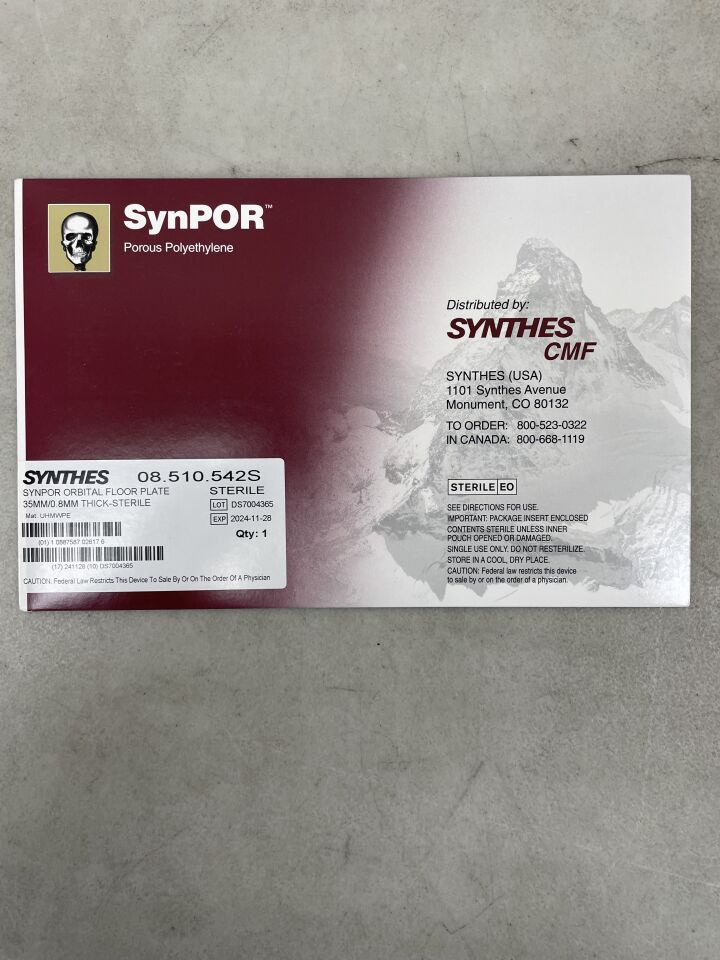 08.510.542S - SYNTHES - Synpor Orbital Floor Plate 35mm/0.8mm Thick, (BX/1) - ( Expiry Date: 2024-11-28 )