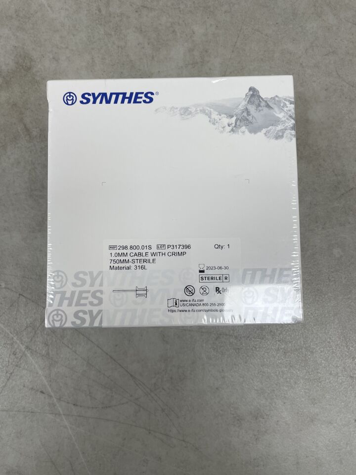 298.800.01S - SYNTHES - Stainless Steel Cable with Crimp, 1 dia. x 750 mm Length, Sterile, (BX/1) - ( Expiry Date: 2023-06-30 )