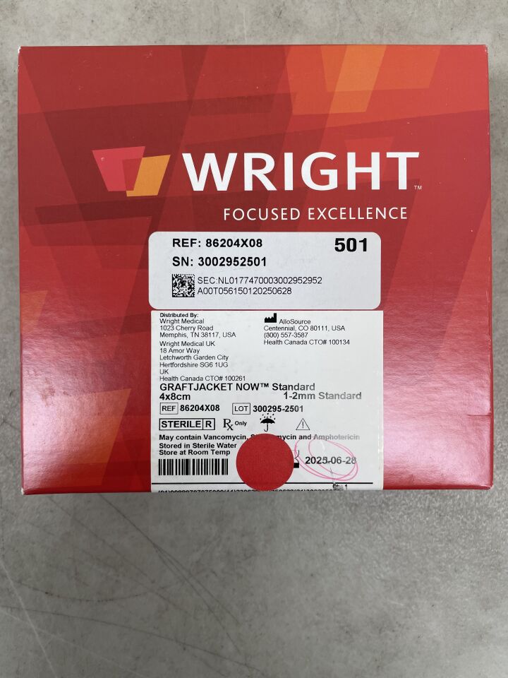 86204X08 - WRIGHT MEDICAL - GraftJacket Now, Standard, 4 x 8cm, (BX/1) - ( Expiry Date: 2025-06-28 )