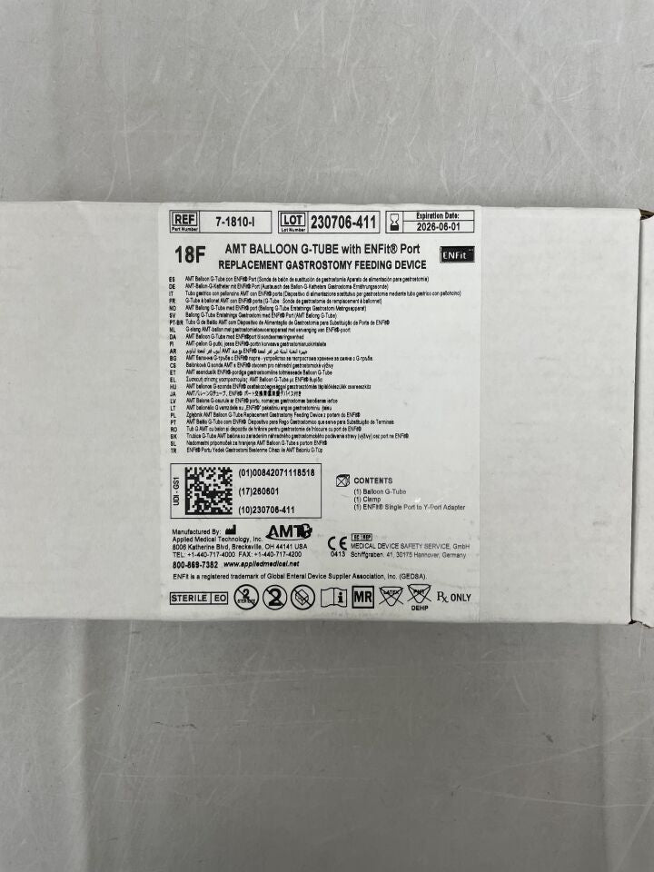 7-1810-I - AMT - Balloon G-Tube with ENFit Port, 18FR, (BX/1) - ( Expiry Date: 2026-06-01 )