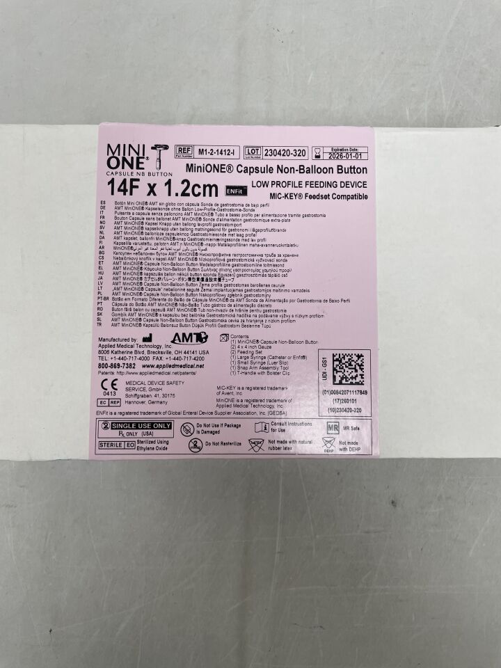 M1-2-1412-I - AMT - Mini ONE Capsule Non-Balloon Button, 14FR x 1.2 cm, (BX/1) - ( Expiry Date: 2026-01-01 )