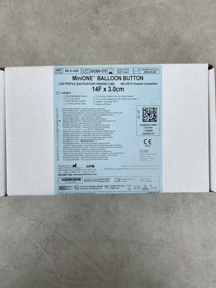 M1-5-1430 - AMT - Mini One Balloon Button Low Profile Feeding Device, 14F x 3.0cm, (BX/1) - ( Expiry Date: 2027-10-01 )
