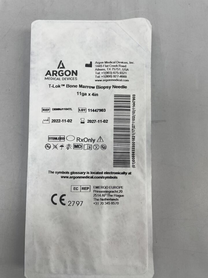 DBMNJ1104TL - ARGON - T-Lok Bone Marrow Biopsy Needle 11ga x 4in, (EA) - ( Expiry Date: 2027-11-02 )