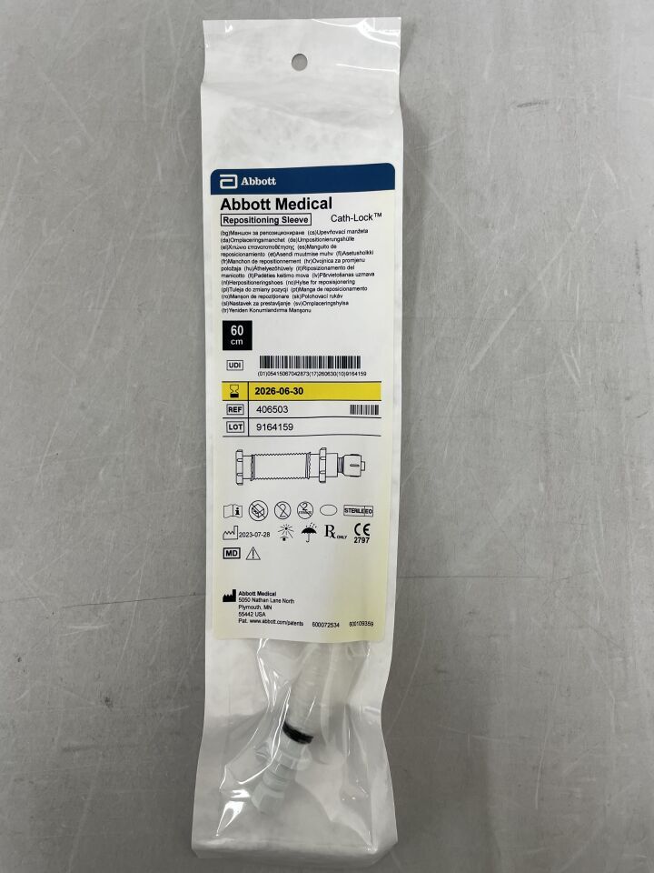 406503 - ABBOTT - Manguito de reposicionamiento Luer Lock SJM con adaptador Cath-Lock proximal y distal de 9 F o menor x 60 cm (unidad) - (Fecha de vencimiento: 30/06/2026)