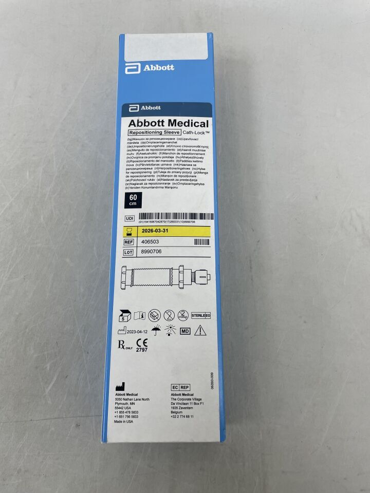 406503 - ABBOTT - Manguito de reposicionamiento Luer Lock SJM con adaptador Cath-Lock proximal y distal de 9 F o menor x 60 cm (caja de 5) - (Fecha de caducidad: 31/03/2026)