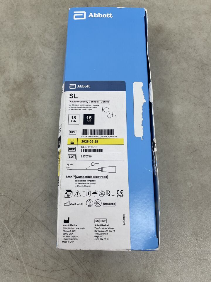 SL-C1510-18 - ABBOTT - Cánula de RF SJM, curva, 15 cm x 10 mm, 18 G, (caja de 10) - (Fecha de caducidad: 28/02/2026)
