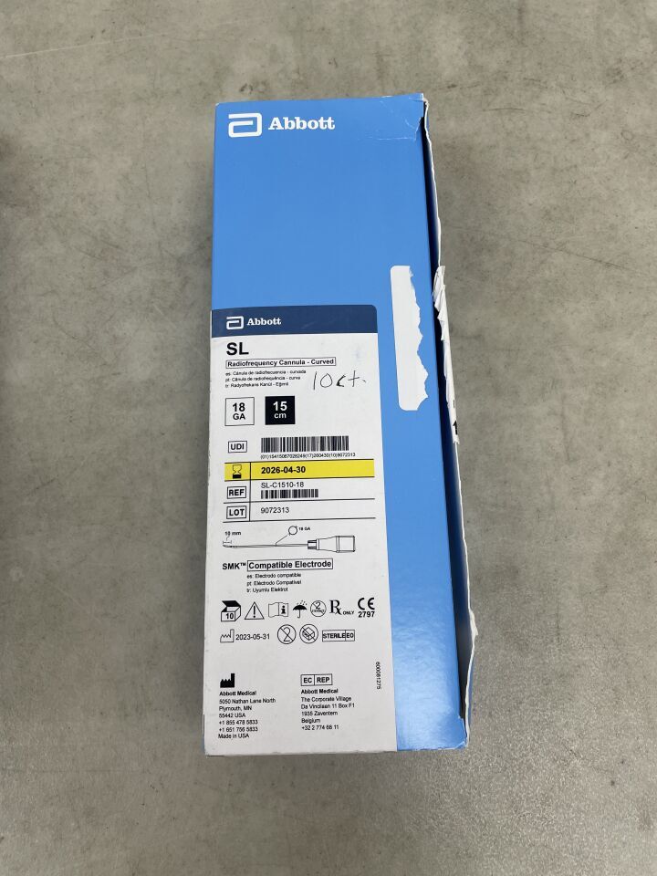 SL-C1510-18 - ABBOTT - Cánula de RF SJM, curva, 15 cm x 10 mm, 18 G, (caja de 10) - (Fecha de caducidad: 30/04/2026)