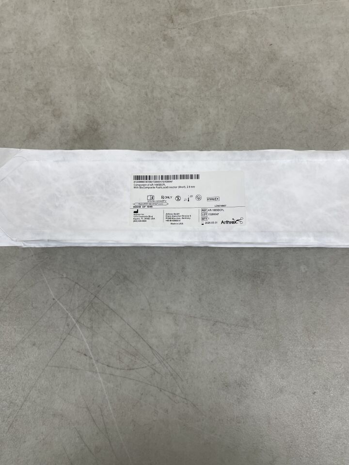 CO-AR-1665BCPL - ARTHREX - Componente de (AR-1665BCPL) ANCLAJE DE BLOQUEO DE BIOCOMPUESTO CORTO DE 2,9 MM, (Unidad) - (Fecha de caducidad: 31/05/2026)