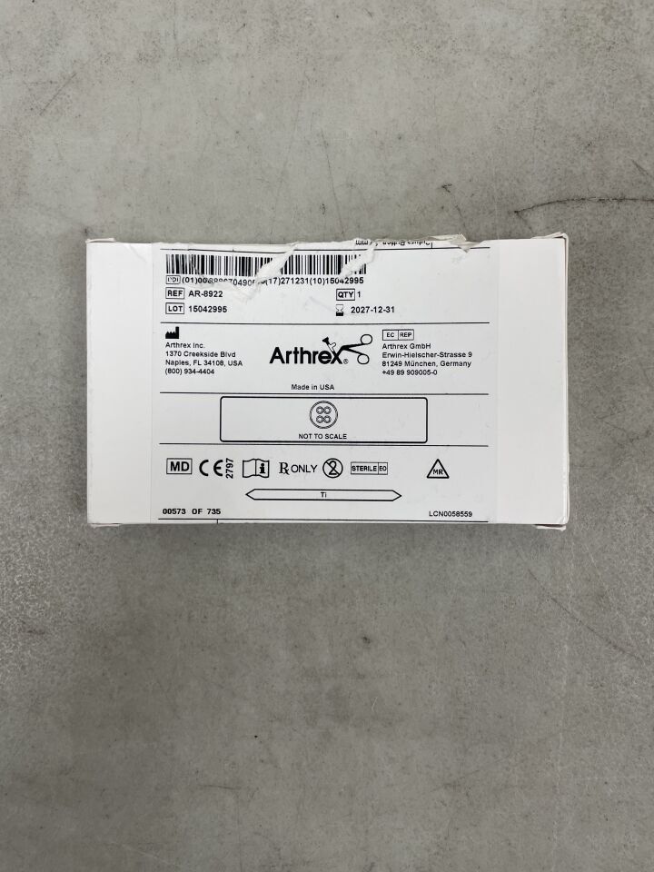 AR-8922 - ARTHREX - Botón de sutura, 12 mm, (Caja/1) - (Fecha de caducidad: 31/12/2027)