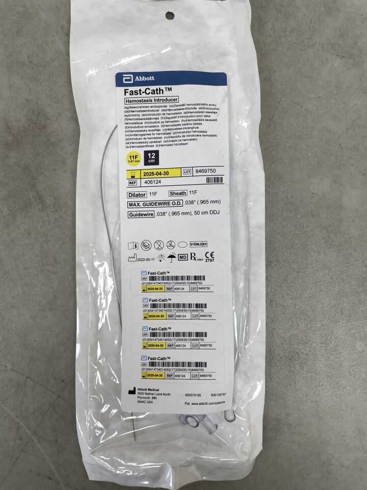 406124 - ABBOTT - SJM Fast-Cath Hemostatis Introducer, 11F, (EA) - ( Expiry Date: 2025-04-30 )