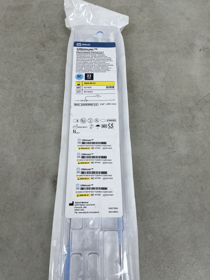 407859 - ABBOTT - SJM Ultimum Hemostasis Introducer w/Guidewire 8F x 23cm, (EA) - ( Expiry Date: 2025-05-31 )