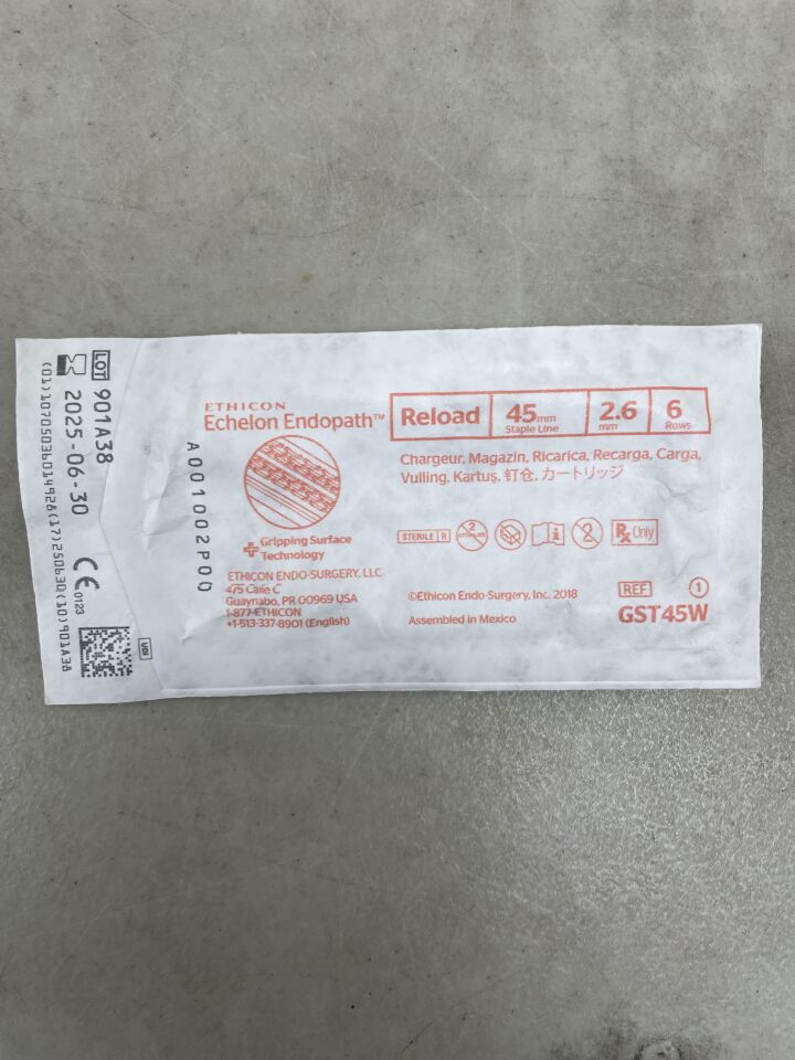 GST45W - ETHICON - Echelon Endopath Stapler Reload with Gripping Surface Technology, White, 2.6 Open x 1 mm Closed Height, (EA) - ( Expiry Date: 2025-06-30 )