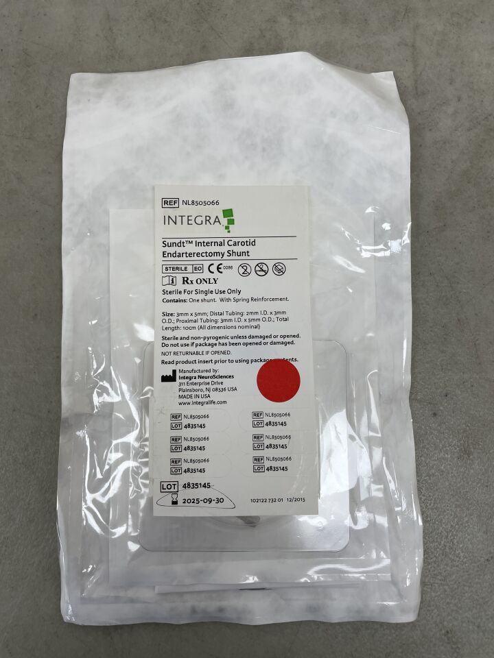 NL8505066 - INTEGRA - sundt internal carotid endarterectomy shunt , (EA) - ( Expiry Date: 2025-09-30 )