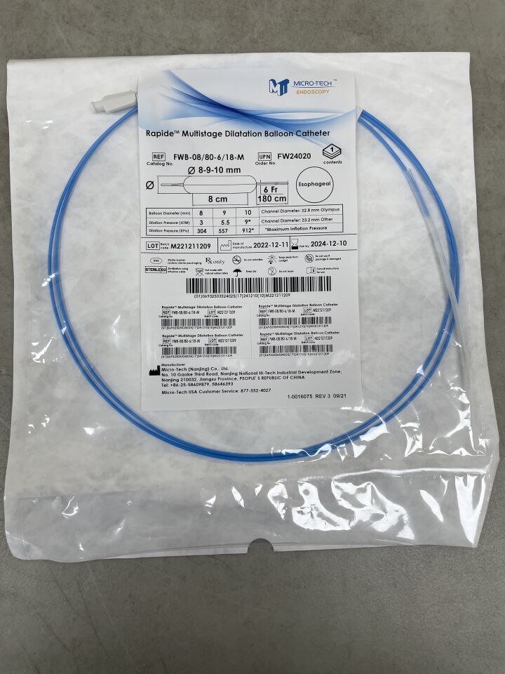 FWB-08/80-6/18-M - MICRO-TECH - Rapide Multistage Dilatation Balloon Catheter - 8/9/10mm x 8cm x 6Fr x 180cm, (EA) - ( Expiry Date: 2024-12-10 )