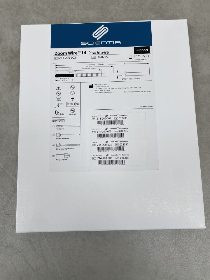 Z14-200-003 - SCIENTIA VASCULAR - Zoom Wire 14 Guidewire, Straight, Support 0.014" x 200cm, (BX/1) - ( Expiry Date: 2025-05-31 )