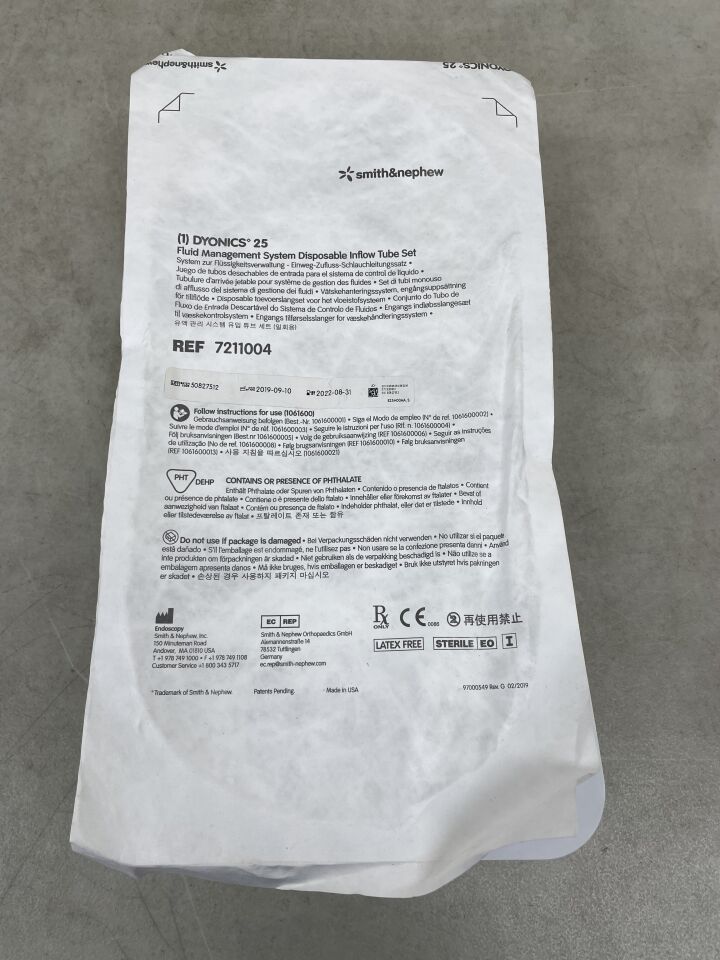 7211004 - SMITH & NEPHEW - Dyonics 25 Inflow Tube Set, (EA)