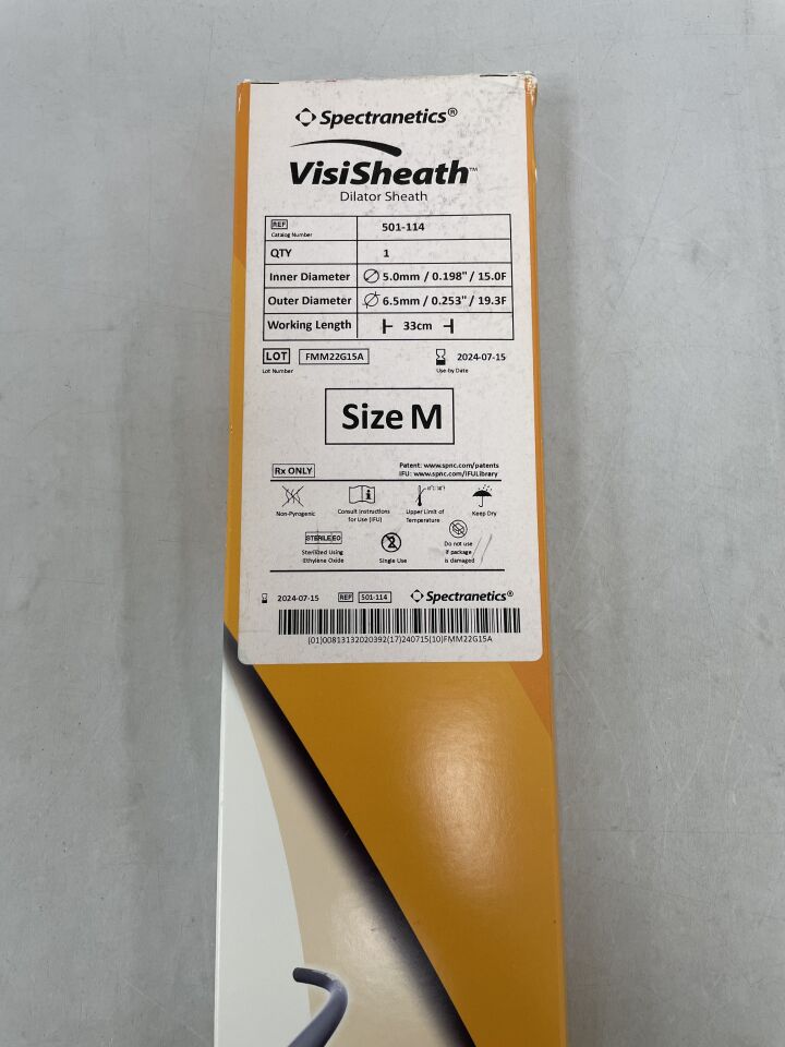 501-114 - SPECTRANETICS - VisiSheath Dilator Sheath Size M, 33cm, (BX/1) - ( Expiry Date: 2025-07-11 )