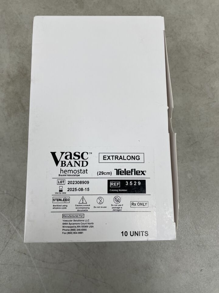 3529 - TELEFLEX - Vascular Solutions Vasc Band Hemostat, Extra Long 29cm, (BX/10) - ( Expiry Date: 2025-08-15 )
