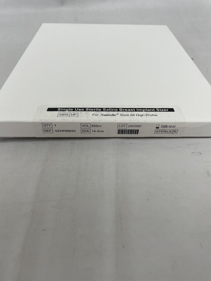 SZHP68650 - ALLERGAN - Saline Breast Implant Sizer, 650cc, 14cm diameter, For Natrelle Style 68 High Profile, (BX/1) - ( Expiry Date: 2028-10-01 )