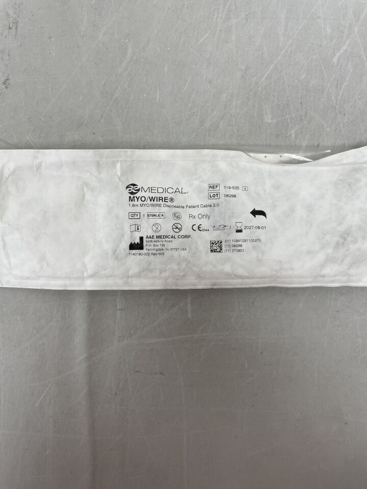 019-535 - A&E MEDICAL - MYO/WIRE 1.8mm 一次性病人電纜 2.0,(EA)-(有效期:2027-08-01)