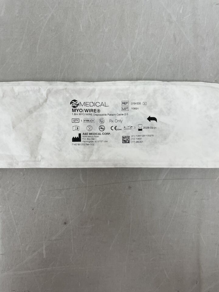 019-535 - A&E MEDICAL - Cable de paciente desechable MYO/WIRE de 1,8 mm, 2,0 (unidades) - (Fecha de caducidad: 01/03/2028)