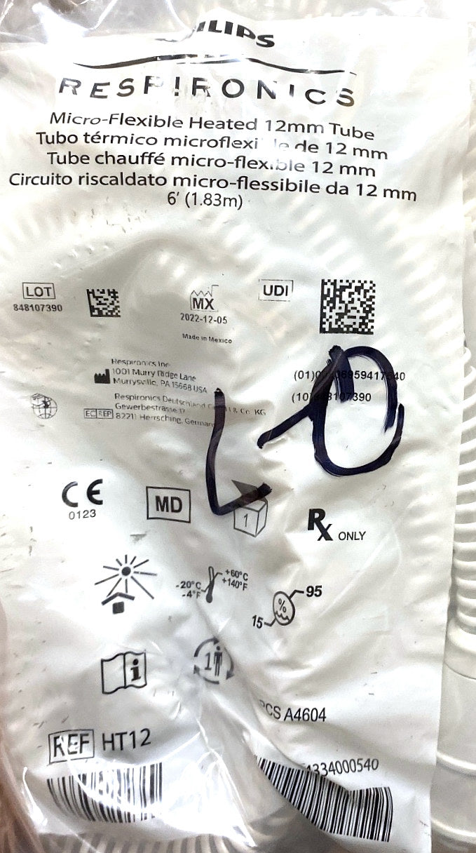 HT12 - RESPIRONICS - Micro-Flexible Heated 12mm Tube, (EA/1)