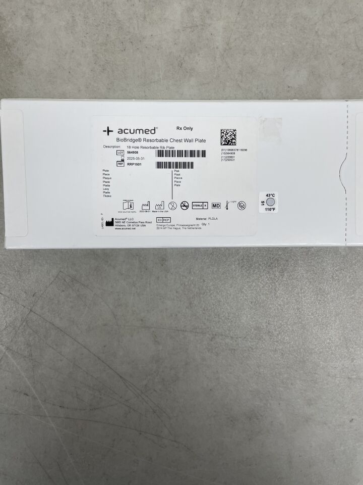 RRP1501 - ACUMED - BioBridge, Resorbable Chest Wall Plate, 18 Hole Resorbable Rib Plate, (BX/1) - ( Expiry Date: 2025-05-31 )