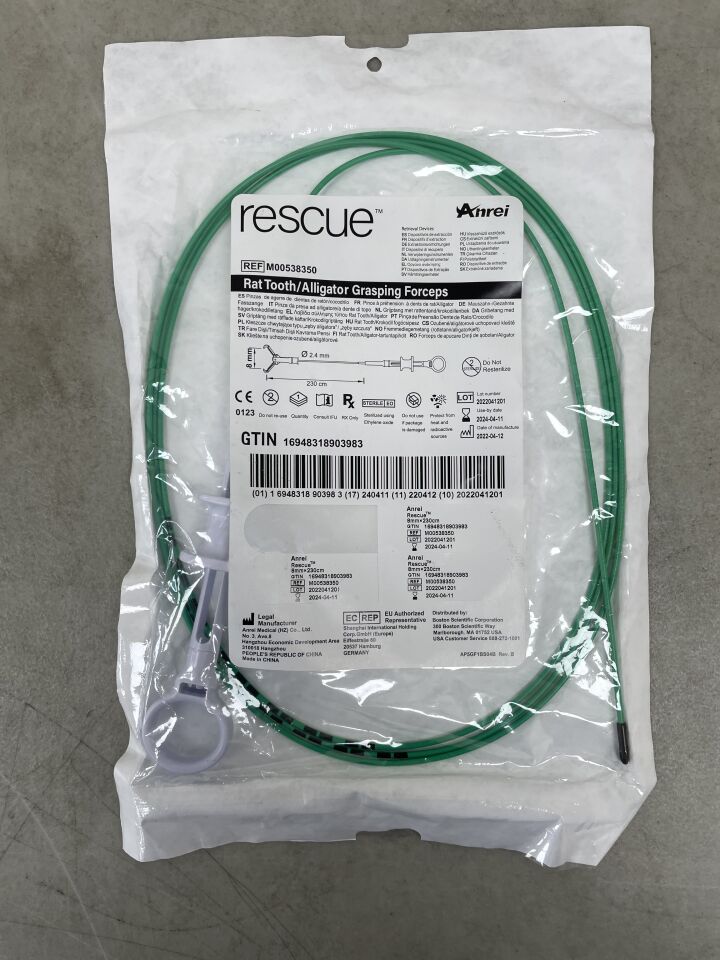 M00538350 - ANREI MEDICAL - Rescue Rat Tooth/Alligator Grasping Forceps, 2.4mm diameter, 8mm x 230cm, () - ( Expiry Date: 2024-04-11 )