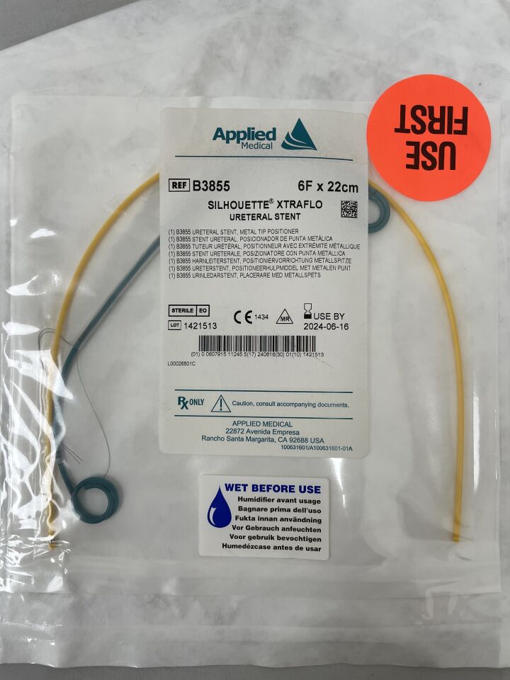 B3855 - APPLIED MEDICAL RESOURCES - Polymeric Ureteral Stent, 6 Fr dia. x 22 cm Length, (EA) - ( Expiry Date: 2025-06-26 )