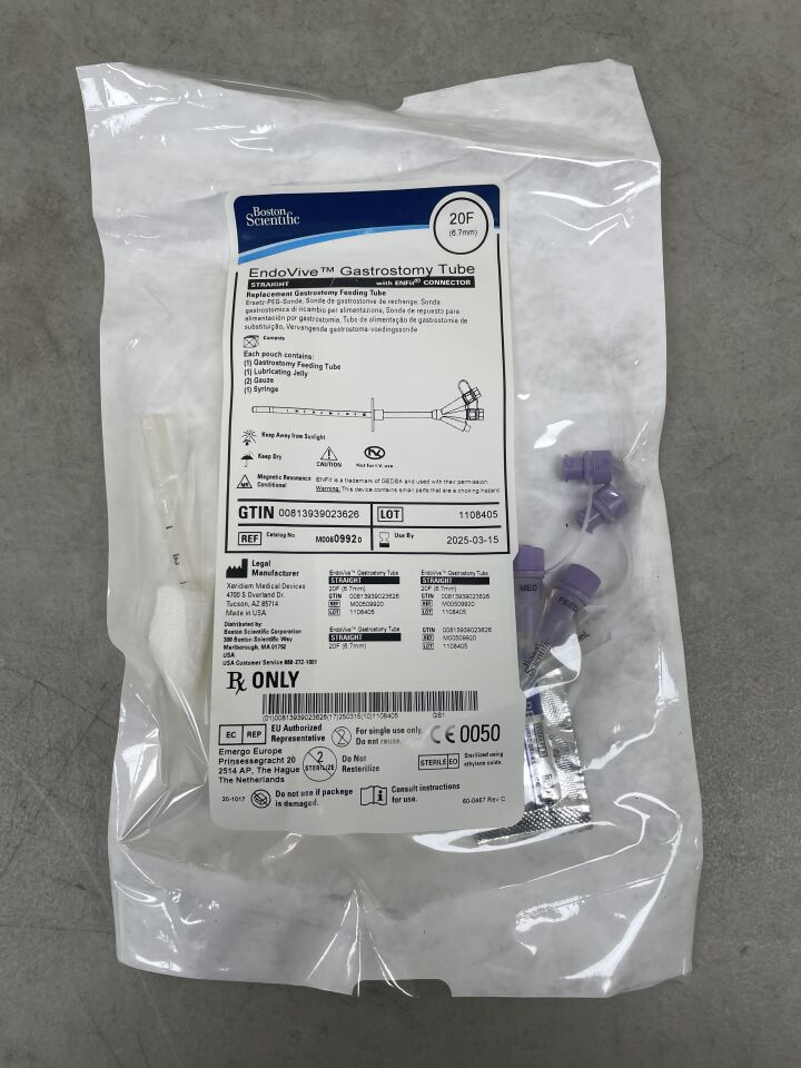 0992 - BOSTON SCIENTIFIC - EndoVive Gastrostomy Tube STRAIGHT w/ENFit CONNECTOR 20F, () - ( Expiry Date: 2025-03-15 )