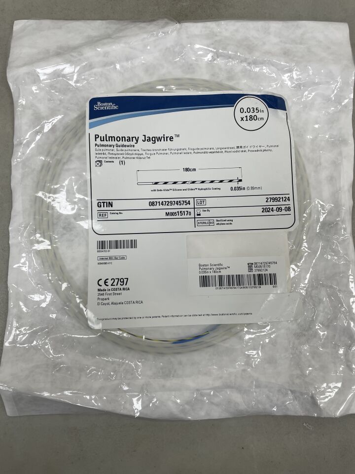 1517 - BOSTON SCIENTIFIC - Jagwire Hydrophilic Coated Pulmonary Guidewire, 180 cm Length, (EA) - ( Expiry Date: 2024-09-08 )