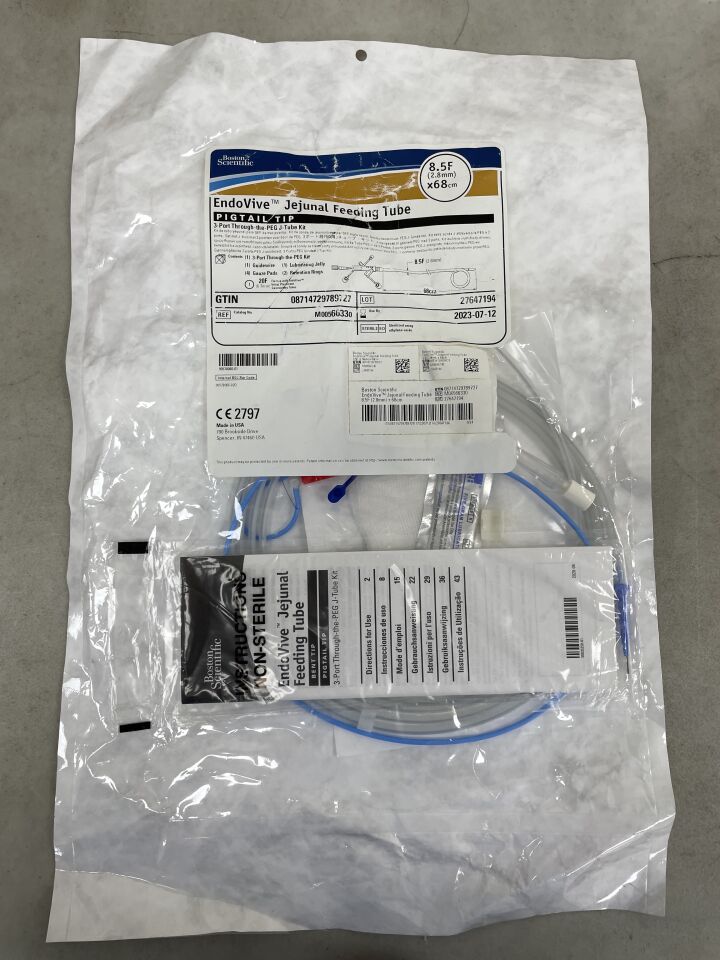 6633 - BOSTON SCIENTIFIC - EndoVive Jejunal Feeding Tube 3-Port Through-The-PEG J-Tube Kit, 8.5F x 68cm, (EA) - ( Expiry Date: 2023-07-12 )