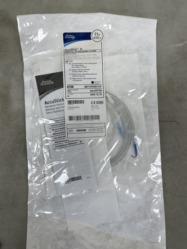 20710 - BOSTON SCIENTIFIC - AccuStick II Introducer System - .038" J-Tip & Nitinol .018" Wire - 21Ga x 15cm, (EA) - ( Expiry Date: 2019-12-31 )