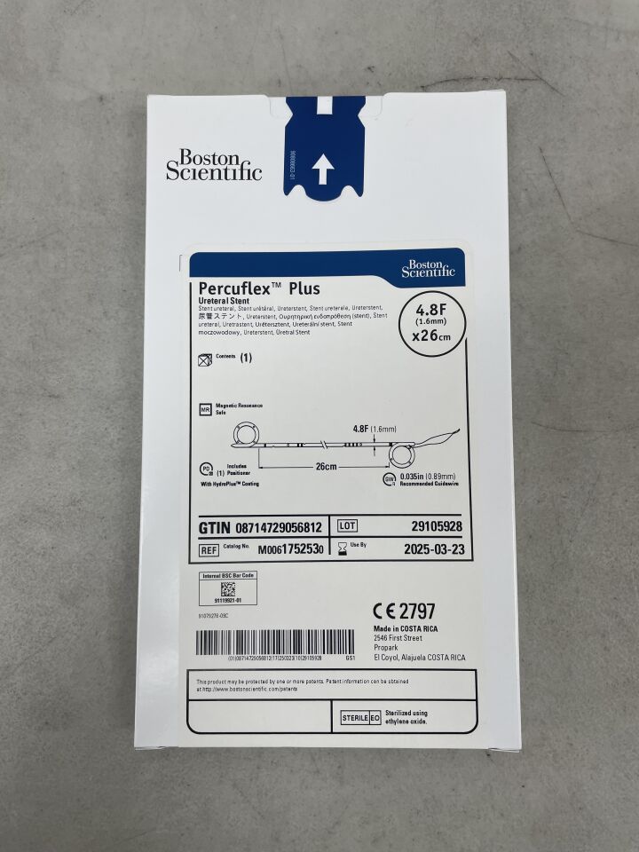 175253 - BOSTON SCIENTIFIC - Percuflex Plus Ureteral Stent, 4.8F x 26cm, (BX/1) - ( Expiry Date: 2025-03-23 )