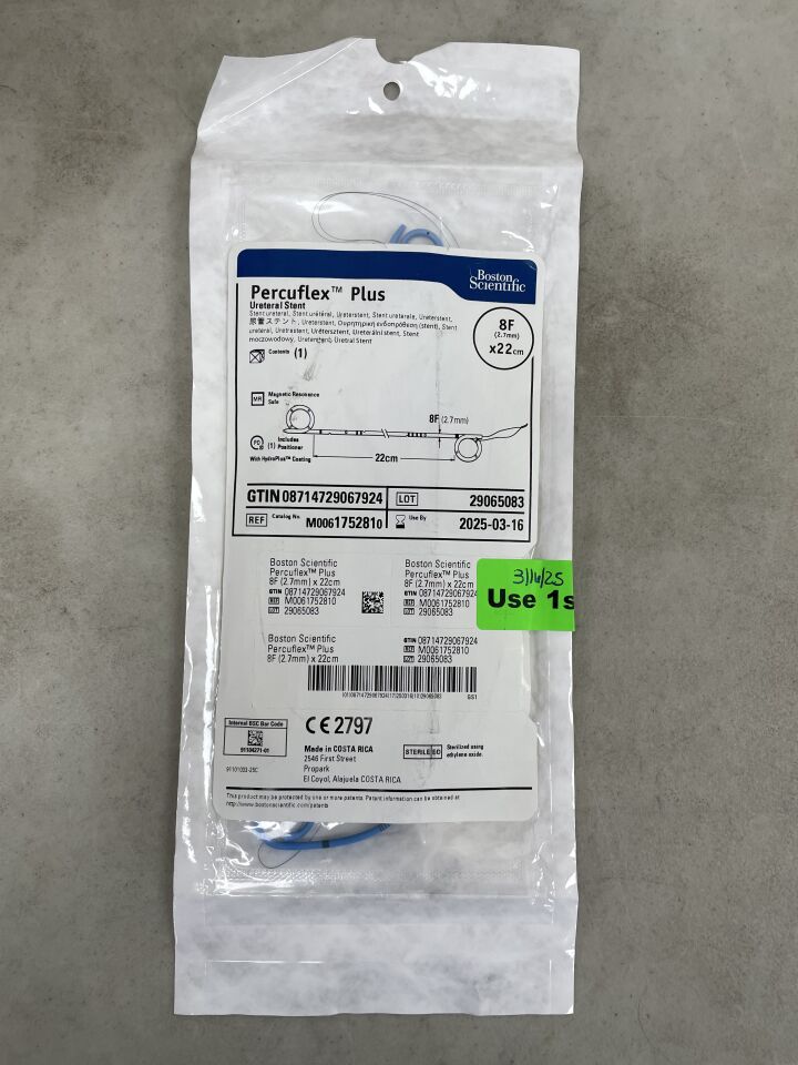 175281 - BOSTON SCIENTIFIC - Percuflex Plus Ureteral Stent - 8Fr x 22cm, (EA) - ( Expiry Date: 2025-03-16 )