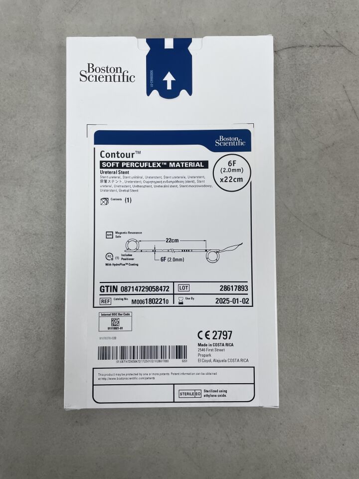 180221 - BOSTON SCIENTIFIC - Contour Ureteral Stent - Soft Percuflex Material - 6Fr x 22cm, (BX/1) - ( Expiry Date: 2025-01-02 )