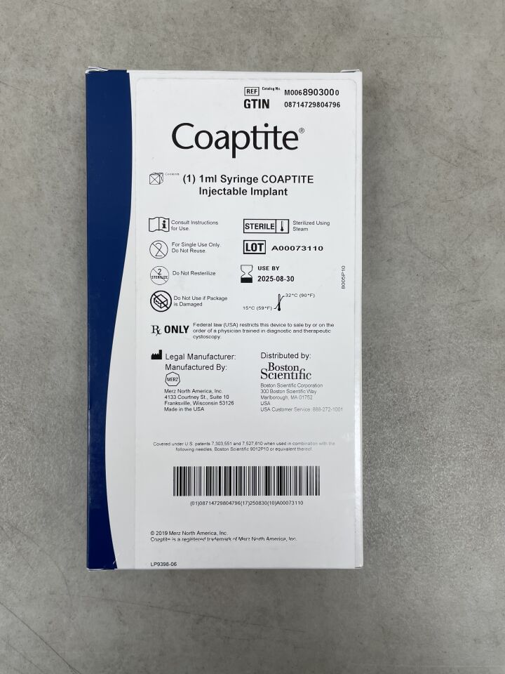 890300 - BOSTON SCIENTIFIC - Coaptite Injectable Implant, 1mL, (BX/1) - ( Expiry Date: 2025-08-30 )