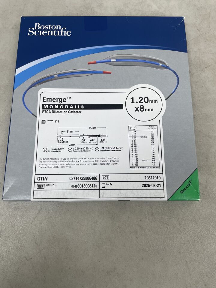 391890812 - BOSTON SCIENTIFIC - Emerge Monorail PTCA Dilatation Catheter - 1.20mm x 8mm, (BX/1) - ( Expiry Date: 2025-03-21 )
