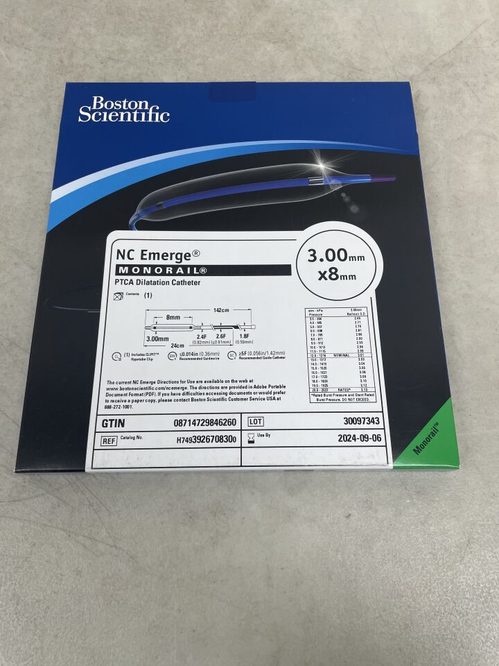 392670830 - BOSTON SCIENTIFIC - NC Emerge Monorail PTCA Dilatation Catheter - 3.00mm x 8mm, (BX/1) - ( Expiry Date: 2024-09-06 )