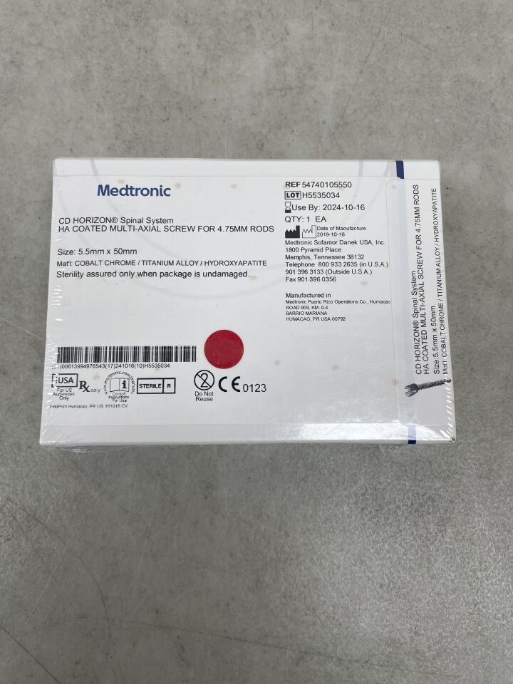 54740105550 - MEDTRONIC - Hydroxyapatite (HA) Coated Multi-Axial Screws, 5.5mm x 50mm, (BX/1) - ( Expiry Date: 2024-10-16 )