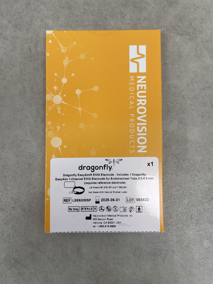 LSE600MSP - NEUROVISION - Neurovision Dragonfly 1-Ch EMG Electrode For ET Tube Size 2-5.5mm, (BX/1) - ( Expiry Date: 2025-06-01 )