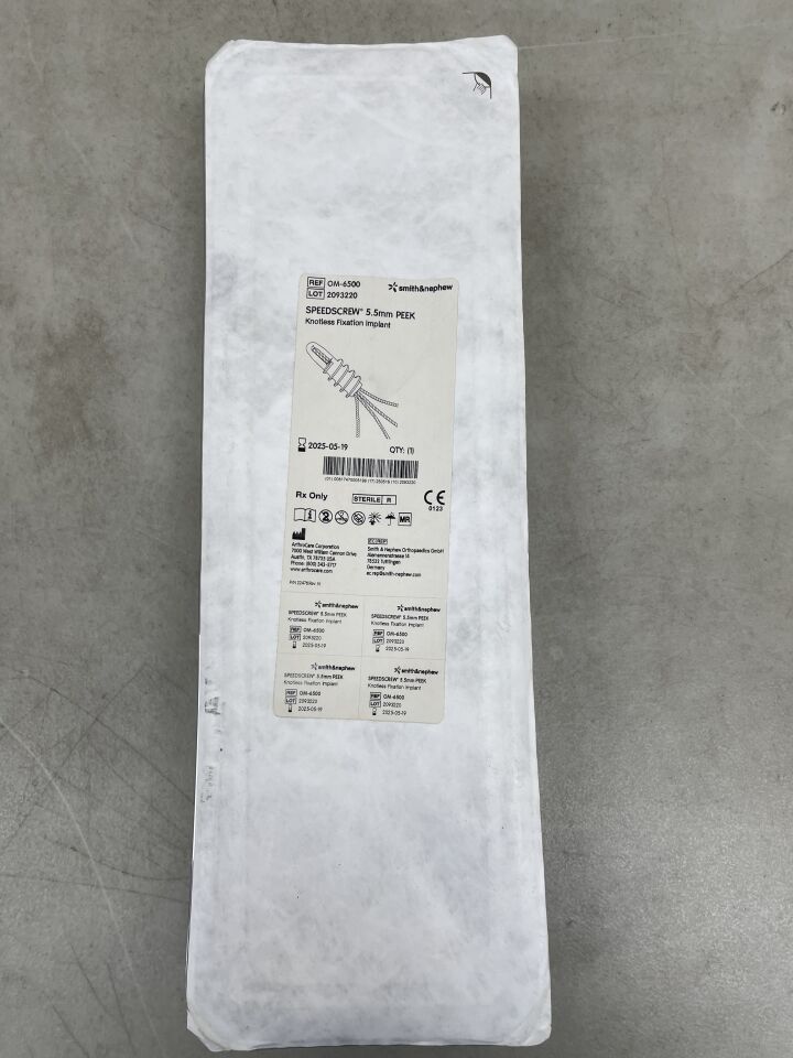 OM-6500 - SMITH & NEPHEW - SpeedScrew PEEK Knotless Bone Implant, 5.5 mm Size, (EA)