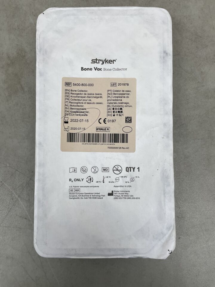 5400-800-000 - STRYKER - Bone Vac Autologous Bone Dust Collector, Single-Use, (EA) - ( Expiry Date: 2022-07-15 )