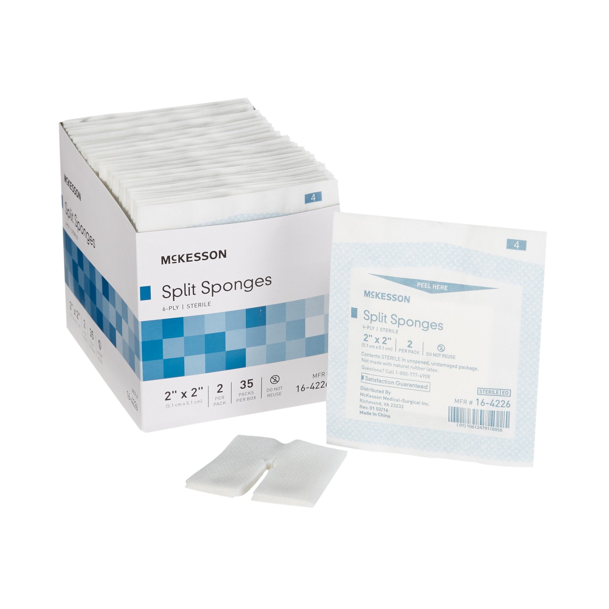 446055 - McKesson - McKesson I.V. Sponge 2 X 2 in 6-Ply Sterile , 16-4226, Case of 700, (CS)