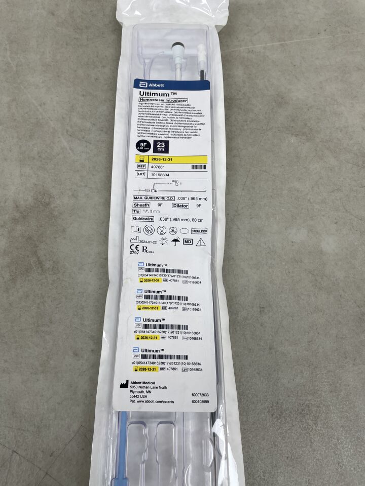 407861 - ABBOTT - Introductor de hemostasia SJM Ultimum - 9 Fr x 23 cm, ( EA ) - ( Fecha de caducidad : 2026-12-31 )