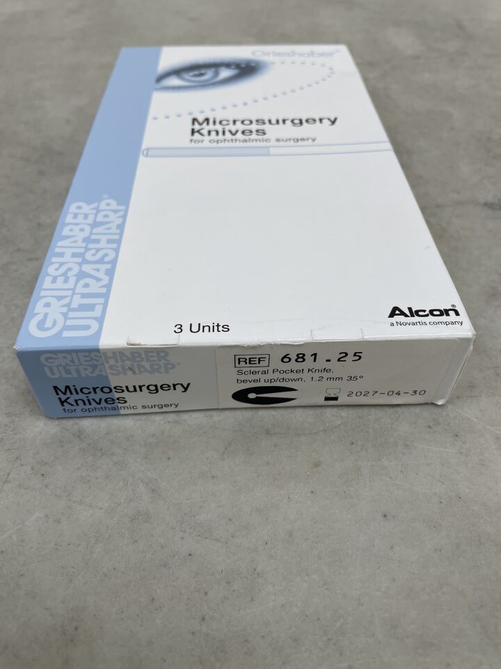 681.25 - ALCON - Navaja escleral de bolsillo Grieshaber, bisel superior/inferior, 1,2 mm, 35 grados, (BX/3) - (Fecha de caducidad: 30/04/2027)